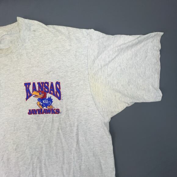 Fruit of the Loom KU Jayhawks Shirt XL | Vintage Kansas NCAA Tee USA Made Gray - Picture 9 of 13